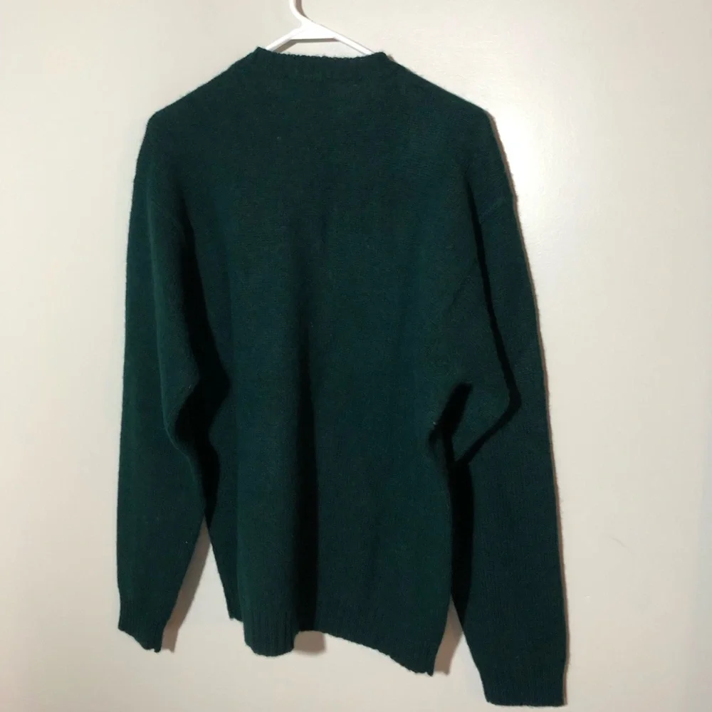 J crew mens green wool crewneck pullover sweater L preppy classic minimalist
